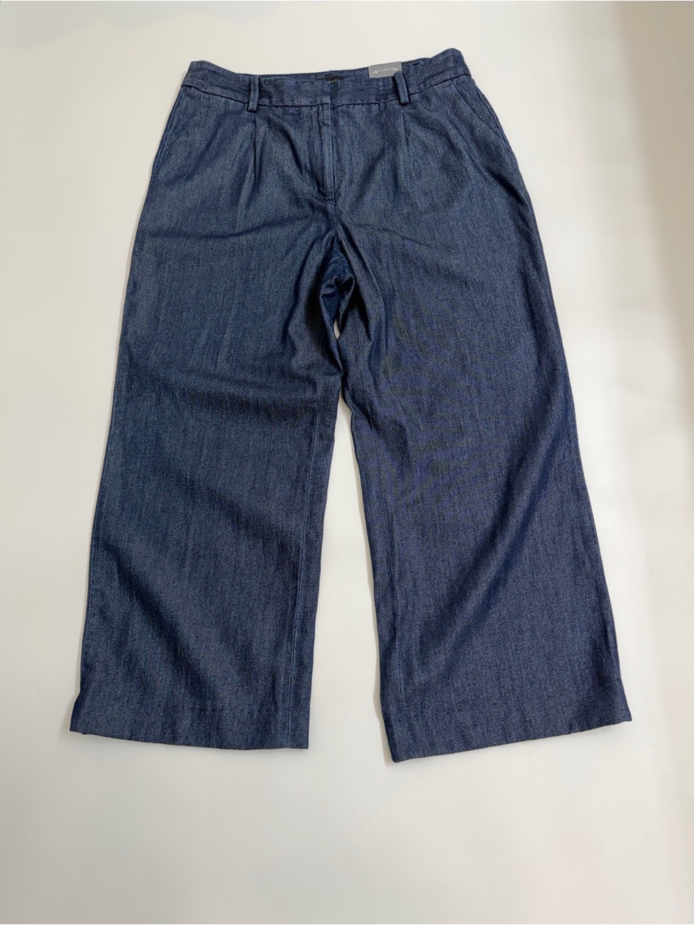 NWT Talbots Weston Pant 14P Wide Leg High Waist Lyocell Denim Look Petite